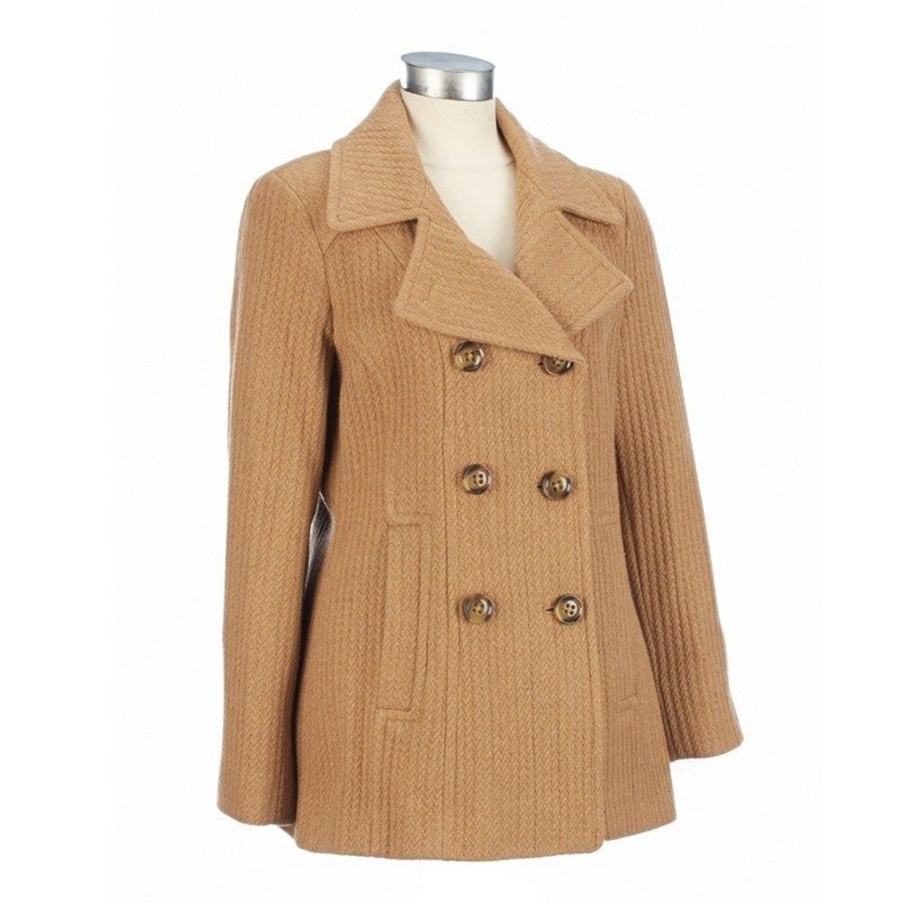 Ann Klein Women's Tan Double-Breasted Peacoat